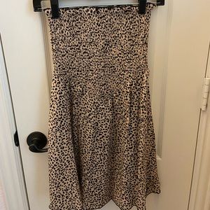 strapless smocked cheetah dress